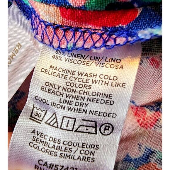 NEW Loft Floral Linen Blend MIDI Skirt Sz 6 Side Slit Zip Pink Spring Cottage - Picture 7 of 9